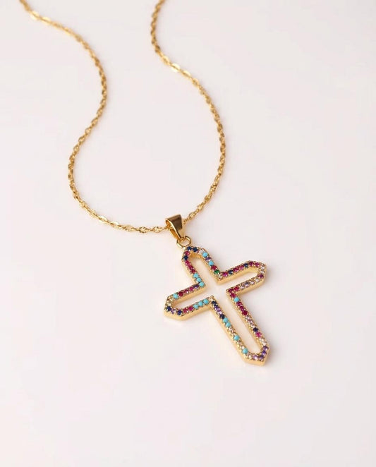 Collar Cruz Arcoiris